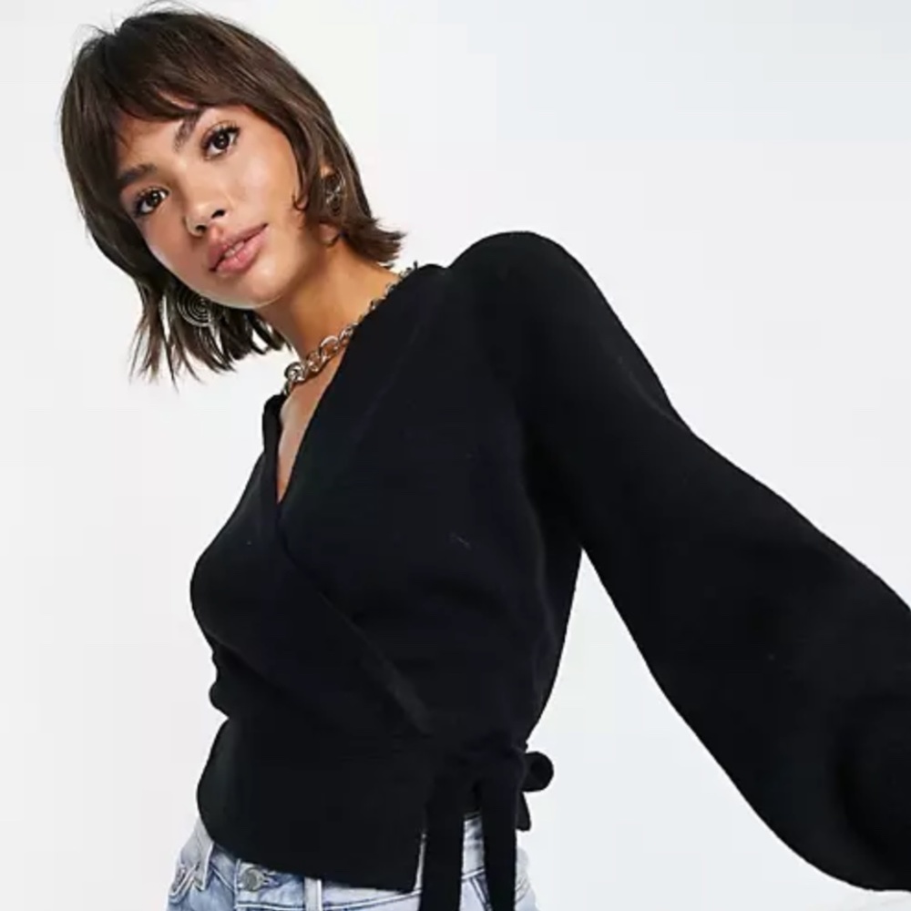 & Other Stories Black Wrap Cardigan